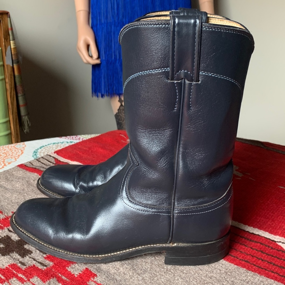 Vintage Justin Women’s Charcoal Gray Leather Boots L3057  7.5B EUC